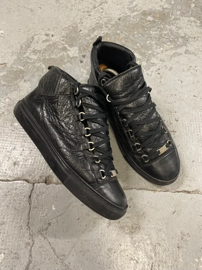 Balenciaga Arena Black High Leather Shoes - Image 5
