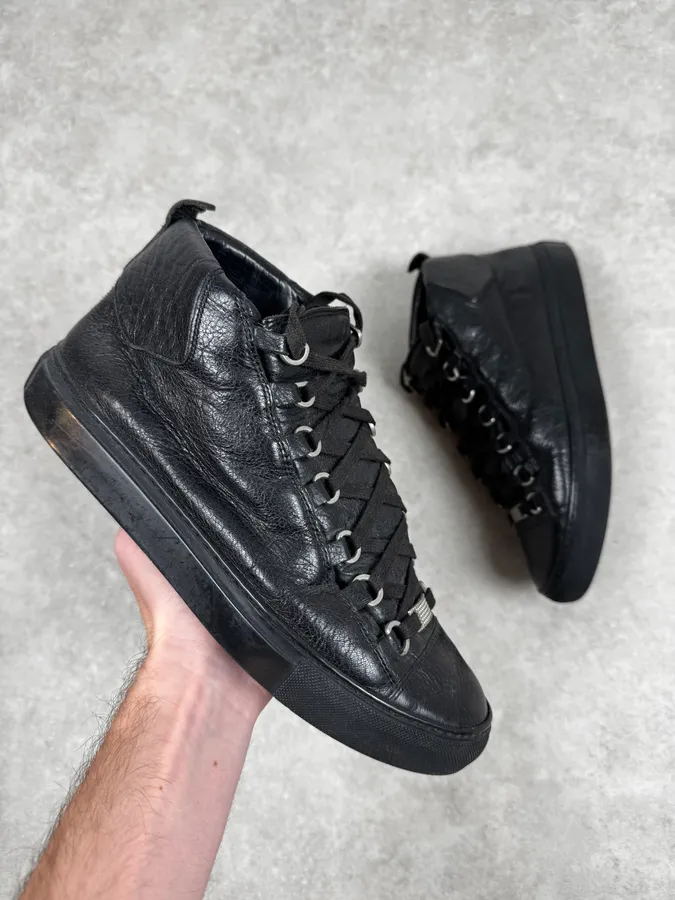 Balenciaga Arena Black High Leather Sneakers