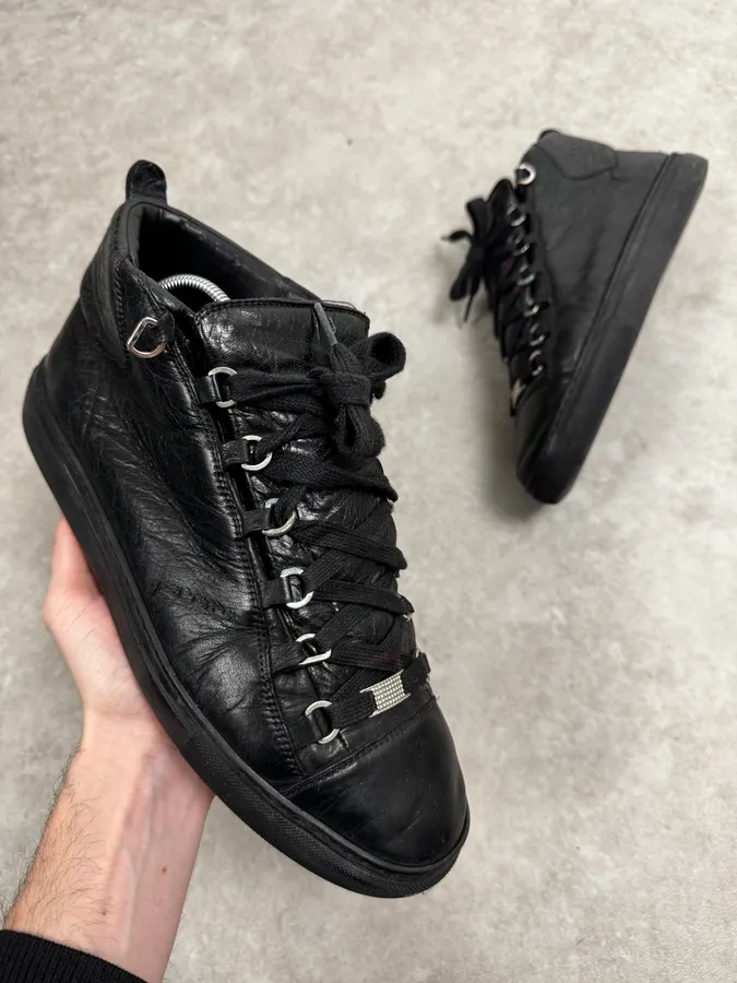 Balenciaga Arena Black High Leather Sneakers