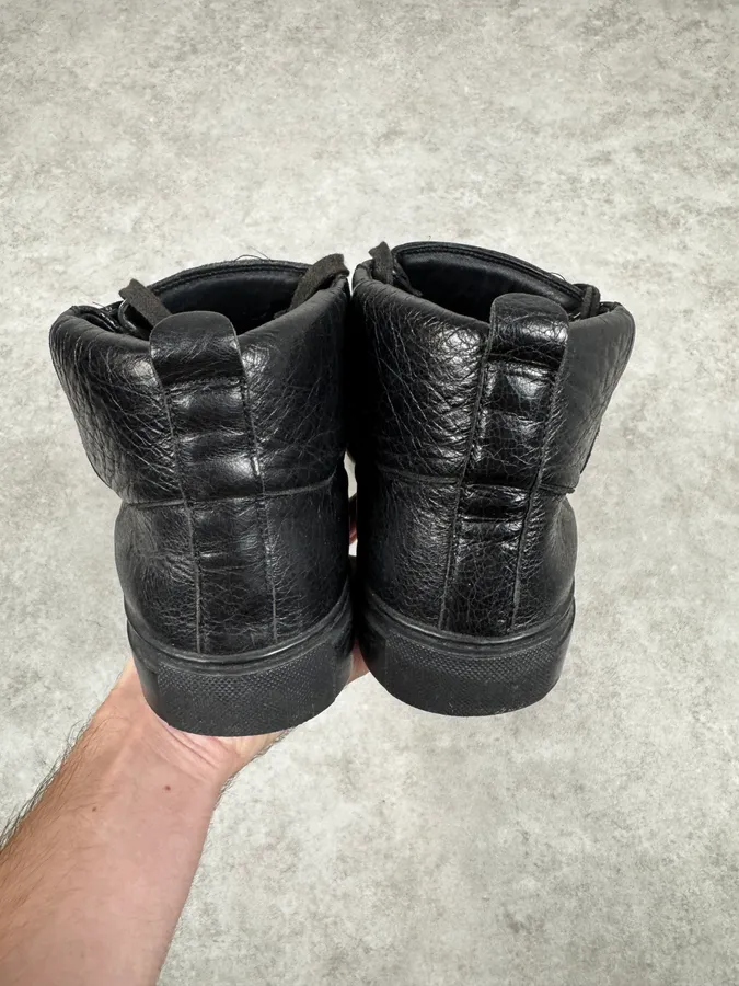Balenciaga Arena Black High Leather Sneakers - Image 4