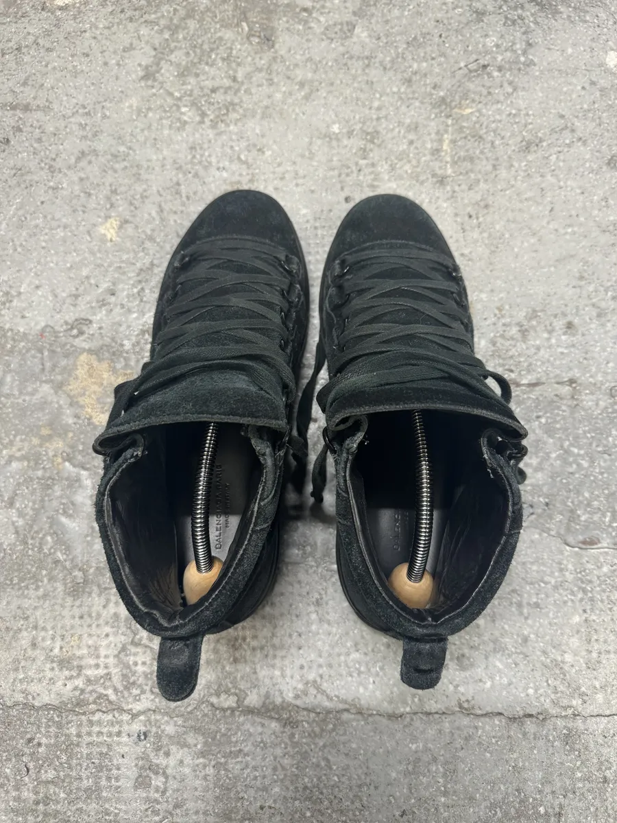 Balenciaga Arena Black High Suede Leather Shoes - Image 4