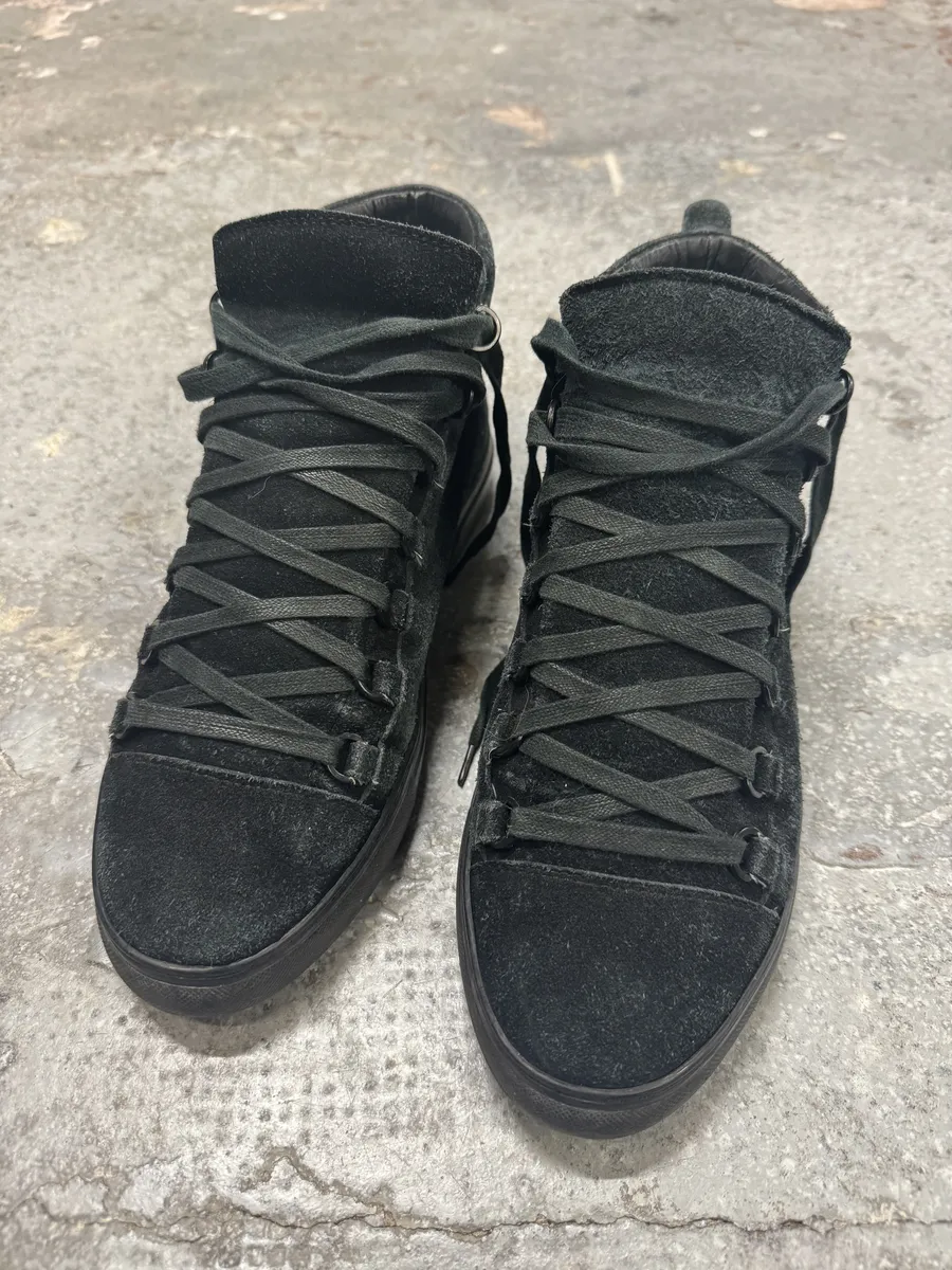 Balenciaga Arena Black High Suede Leather Shoes - Image 6