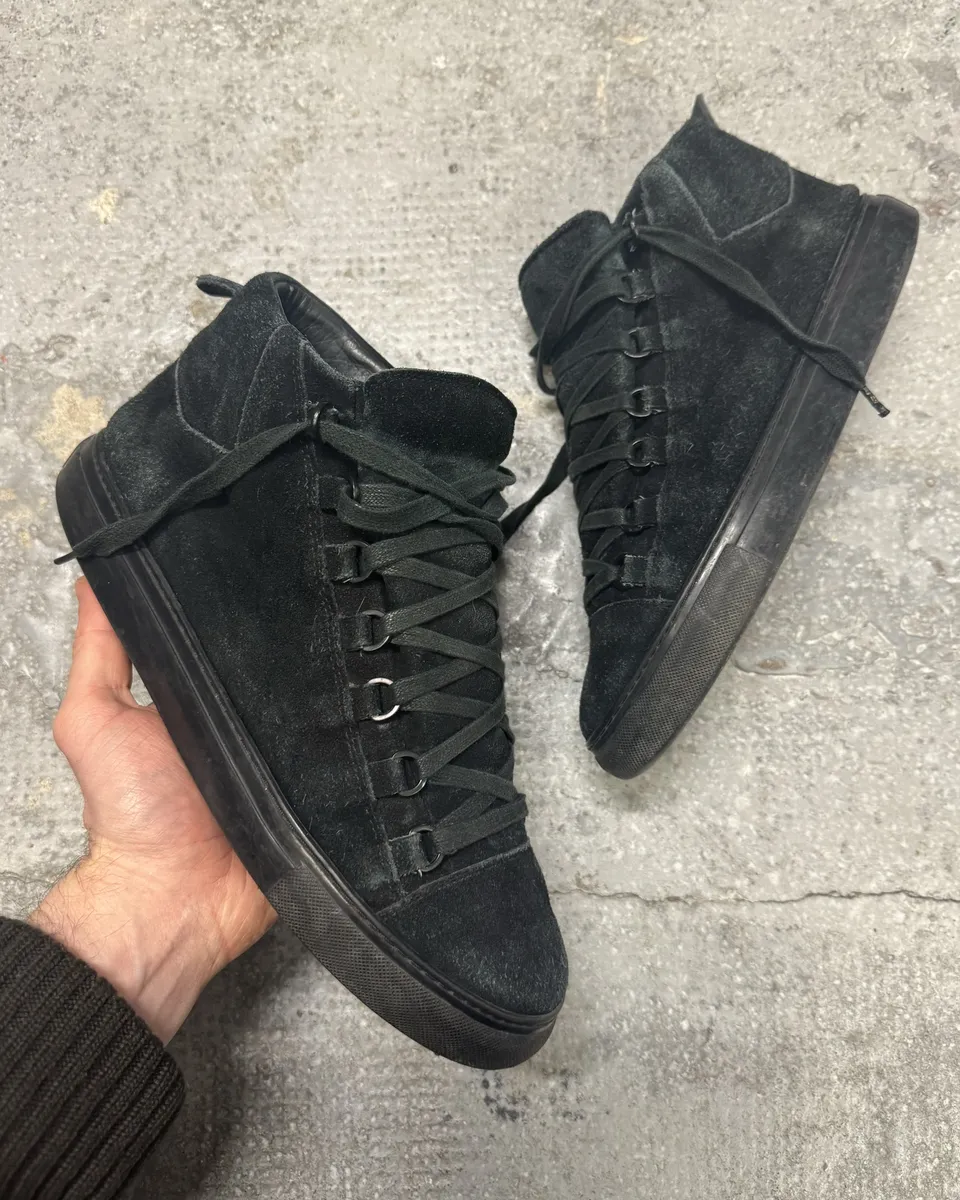 Balenciaga Arena Black High Suede Leather Shoes - Image 7