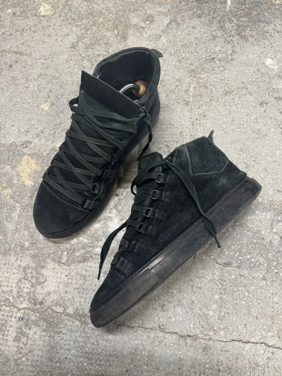 Balenciaga Arena Black High Suede Leather Shoes - Image 8