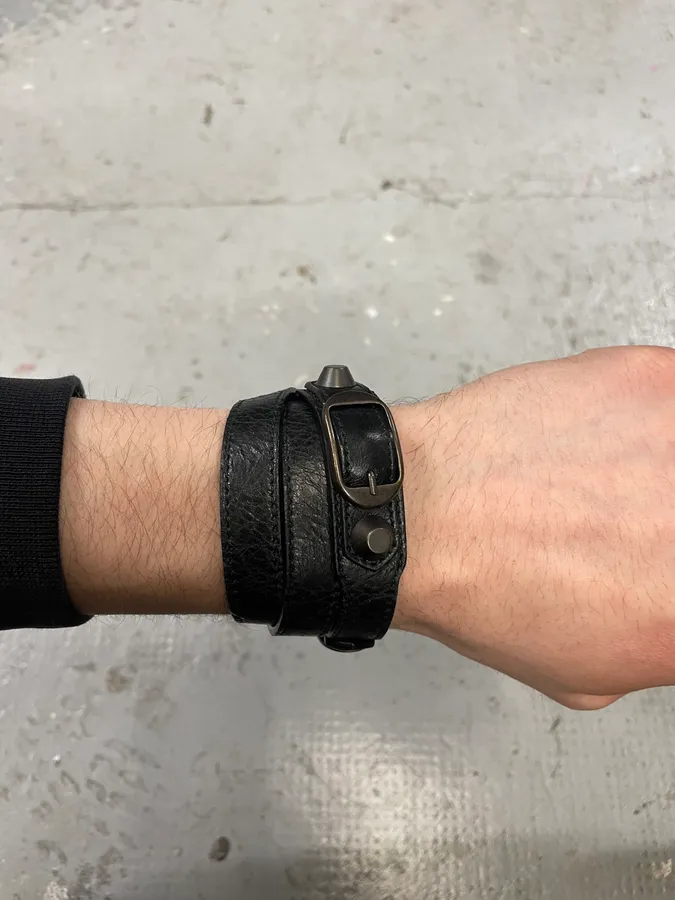 Balenciaga Arena Black Leather Bracelet - Image 3