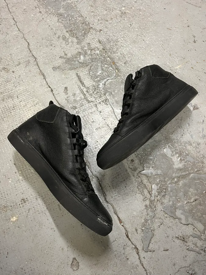 Balenciaga Arena Black Leather High Sneakers - Image 4