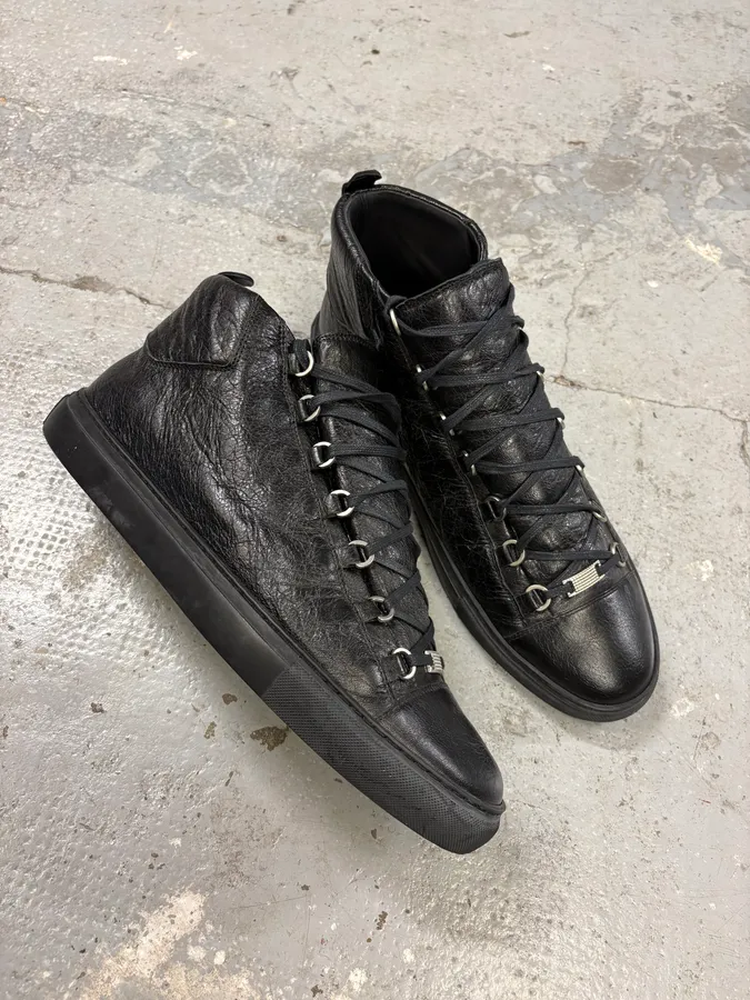 Balenciaga Arena Black Leather High Sneakers - Image 5