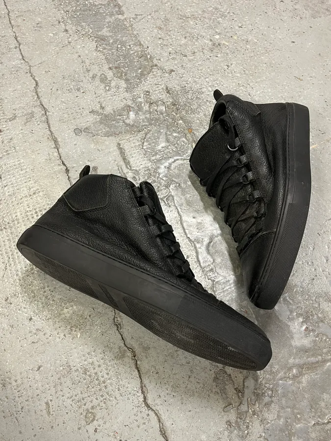 Balenciaga Arena Black Leather High Sneakers - Image 6