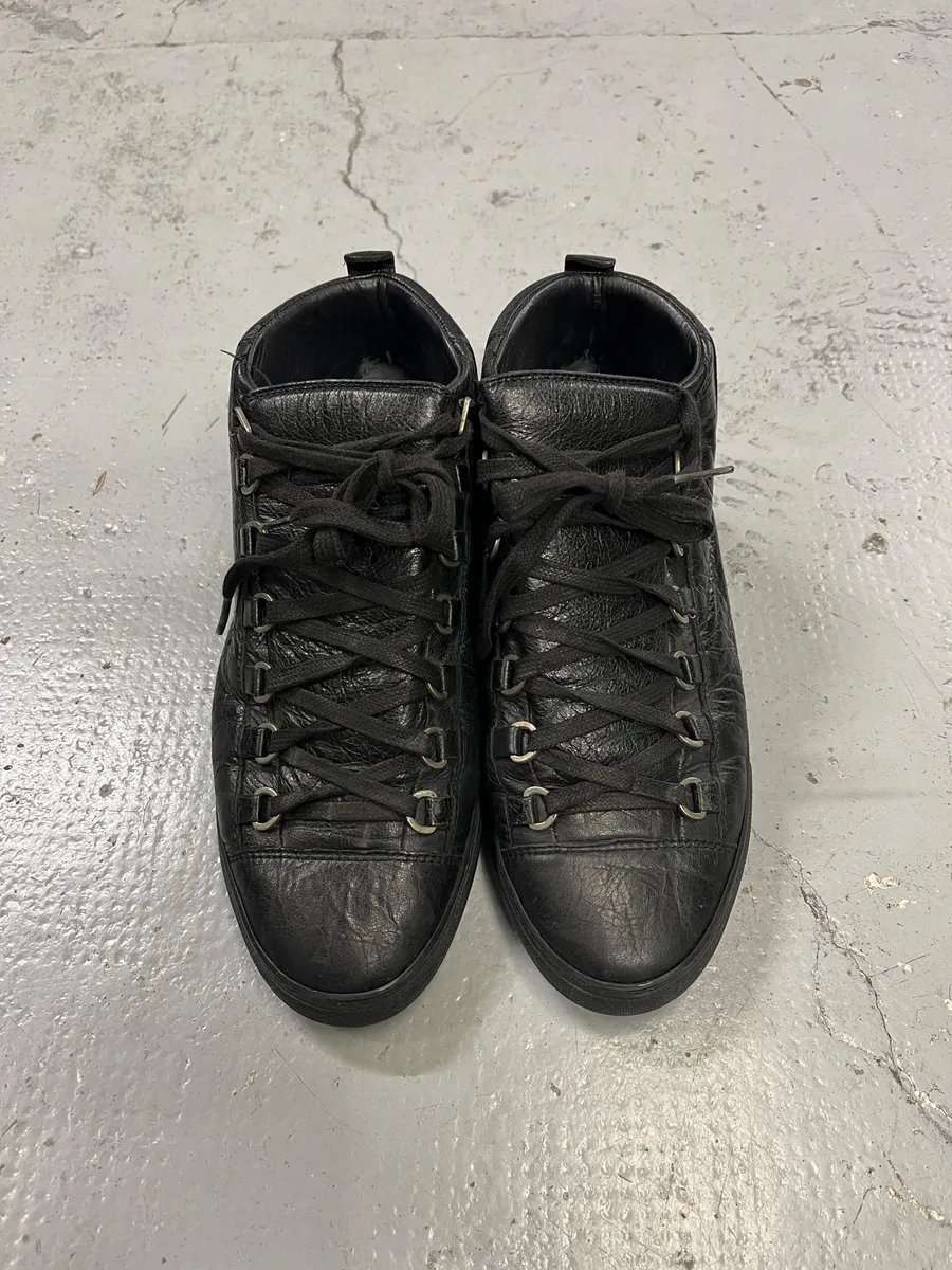 Balenciaga Arena Black Leather High-Top Sneakers - Image 2