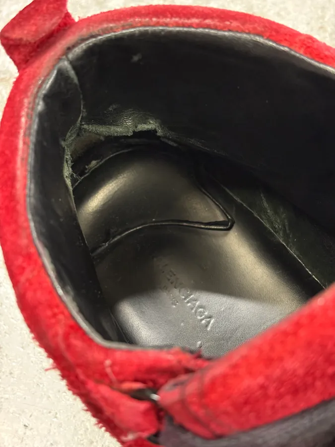 Balenciaga Arena Black & Red Suede Leather High Sneakers - Image 10