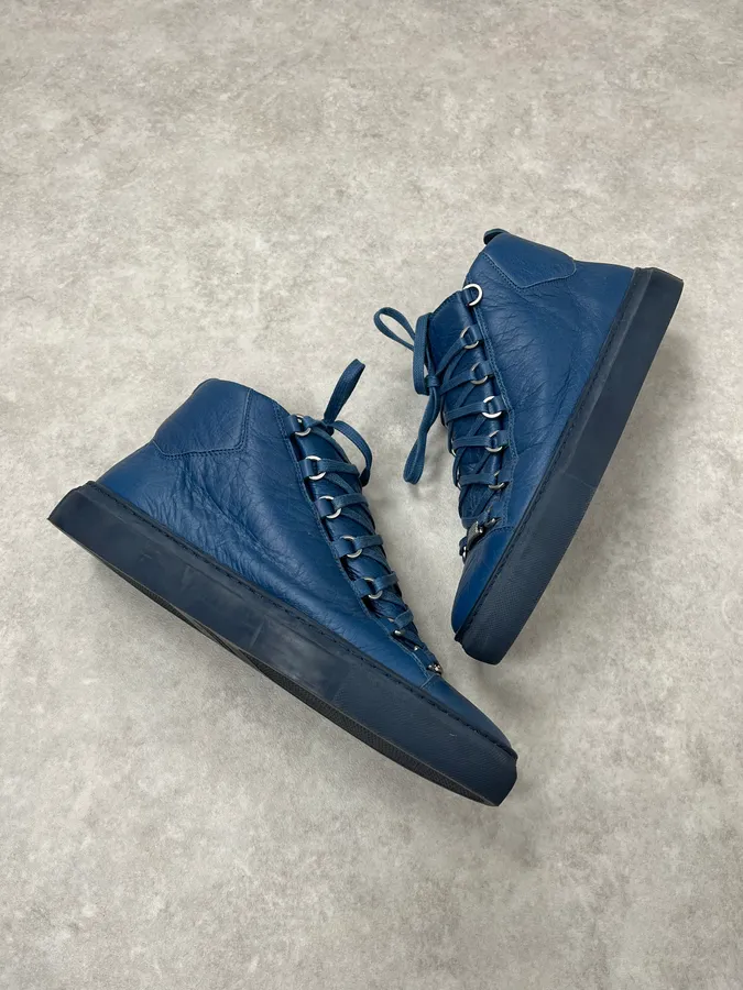 Balenciaga Arena Blue High Leather Sneakers - Image 6