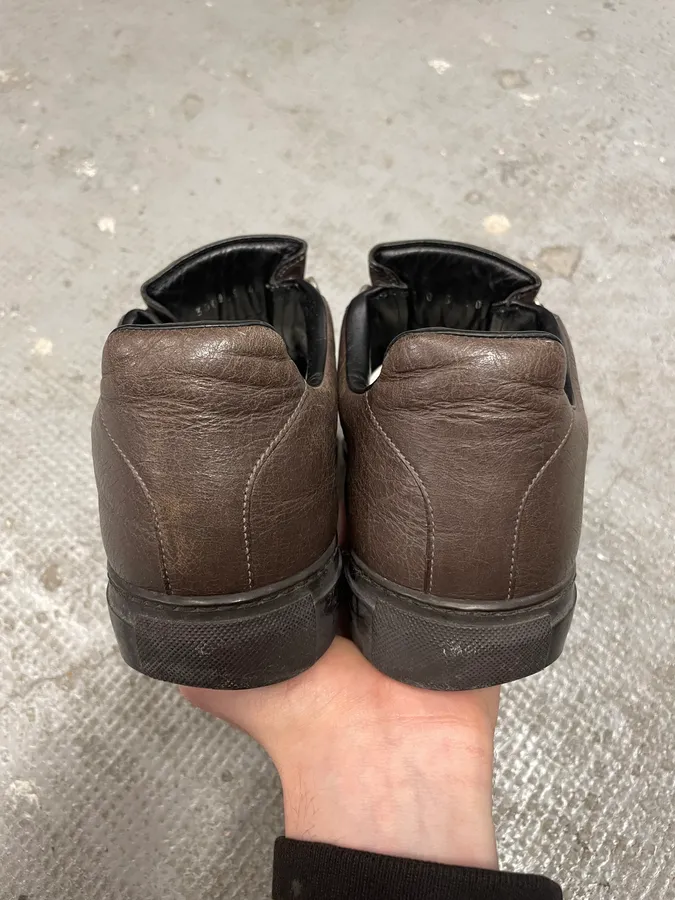 Balenciaga Arena Brown Leather Low Sneakers - Image 7
