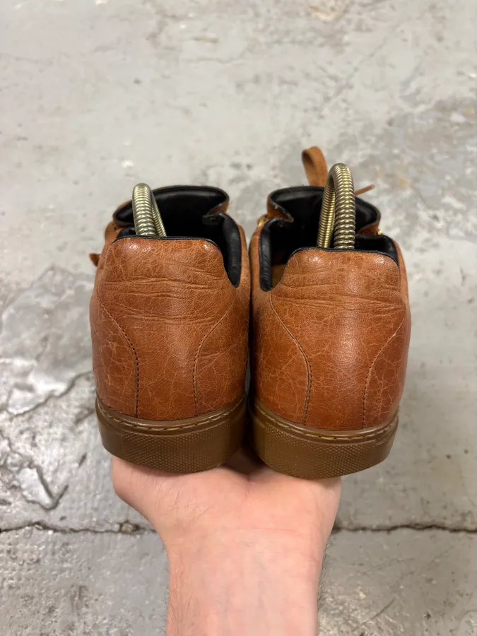Balenciaga Arena Brown Low Leather Sneakers - Image 7