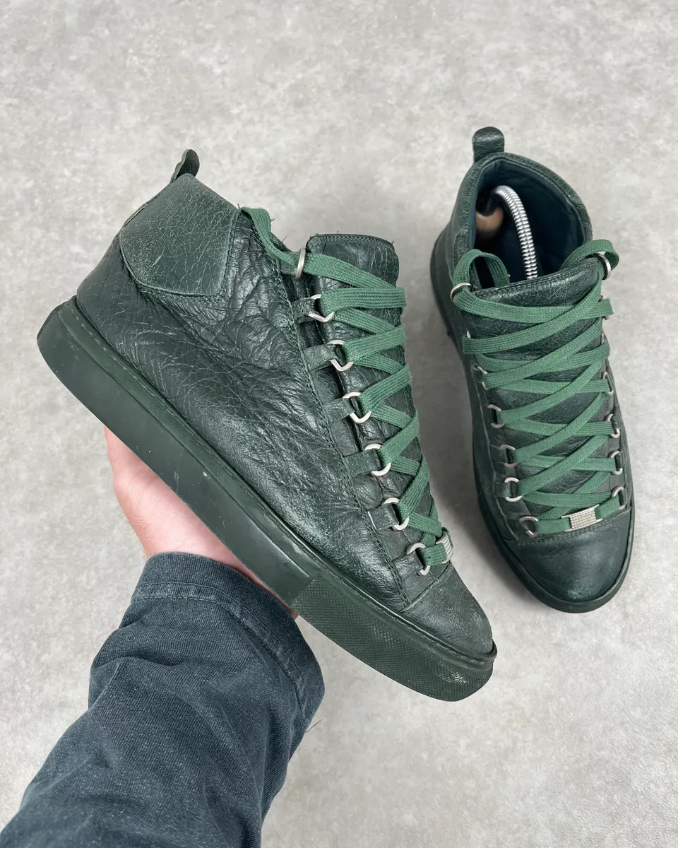 Balenciaga Arena Green High Leather Sneakers