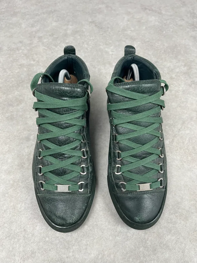 Balenciaga Arena Green High Leather Sneakers - Image 2