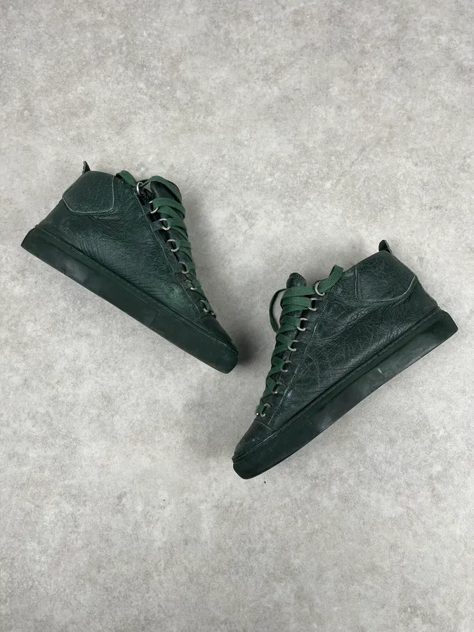 Balenciaga Arena Green High Leather Sneakers - Image 5