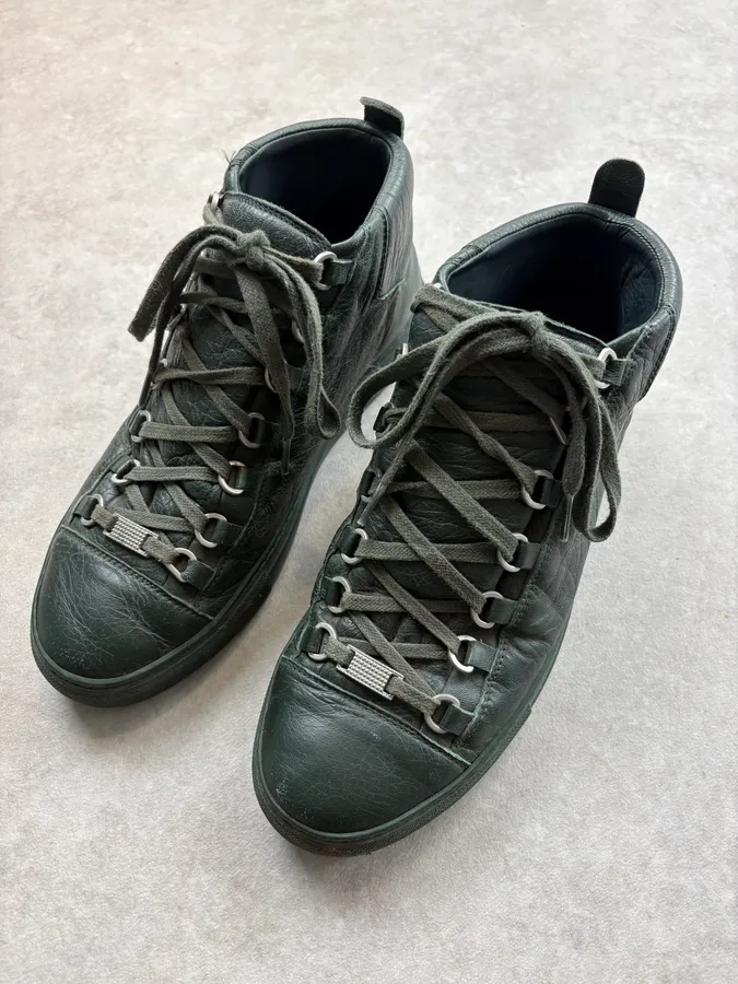 Balenciaga Arena Green High Top Sneakers - Image 3