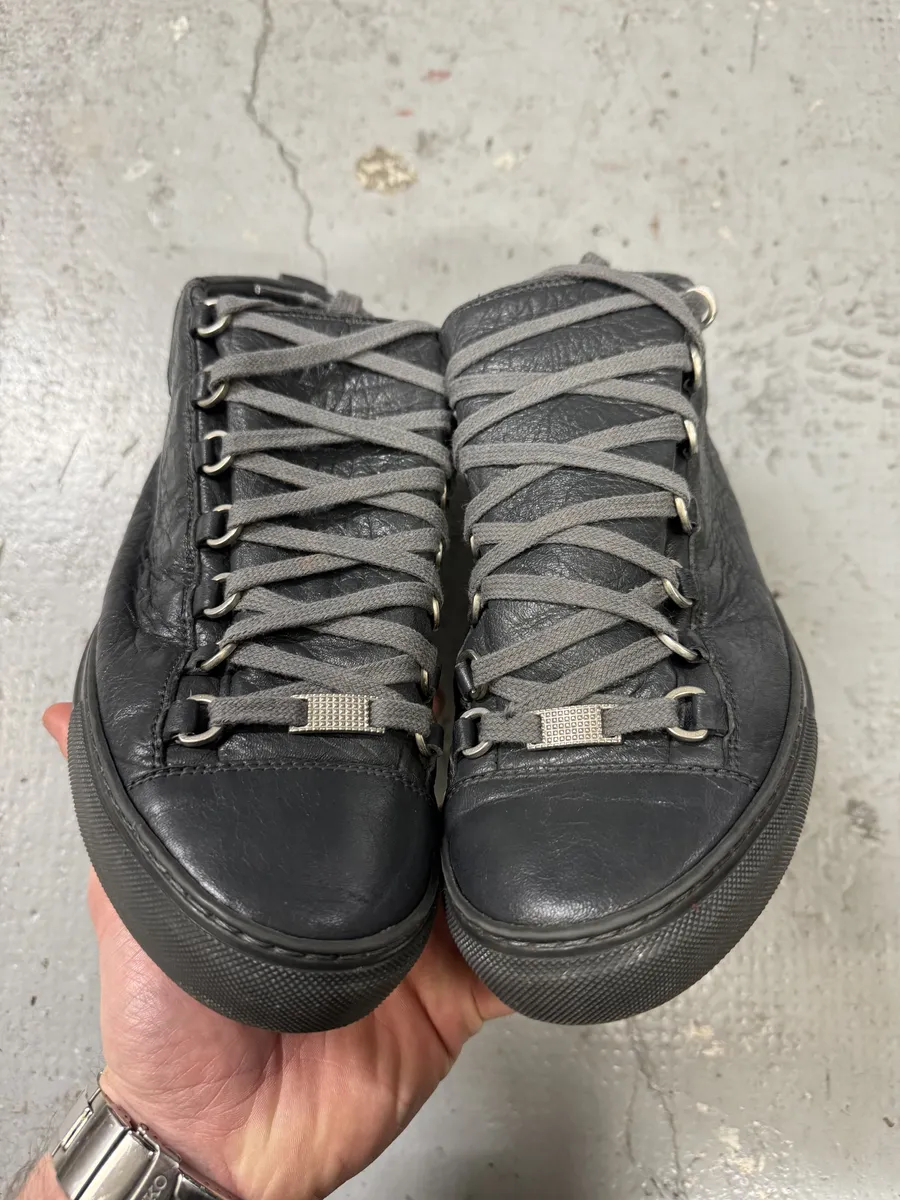 Balenciaga Arena Grey High Leather Shoes - Image 2
