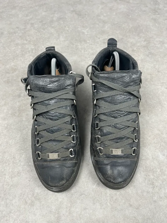 Balenciaga Arena Grey High Leather Sneakers - Image 2