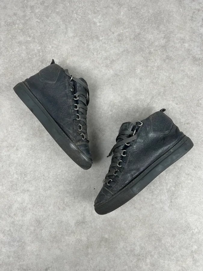 Balenciaga Arena Grey High Leather Sneakers - Image 3