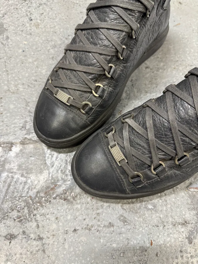 Balenciaga Arena Grey High Leather Sneakers - Image 4