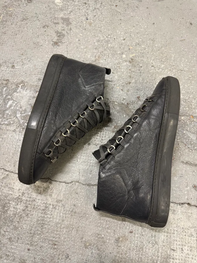 Balenciaga Arena Grey High Leather Sneakers - Image 5