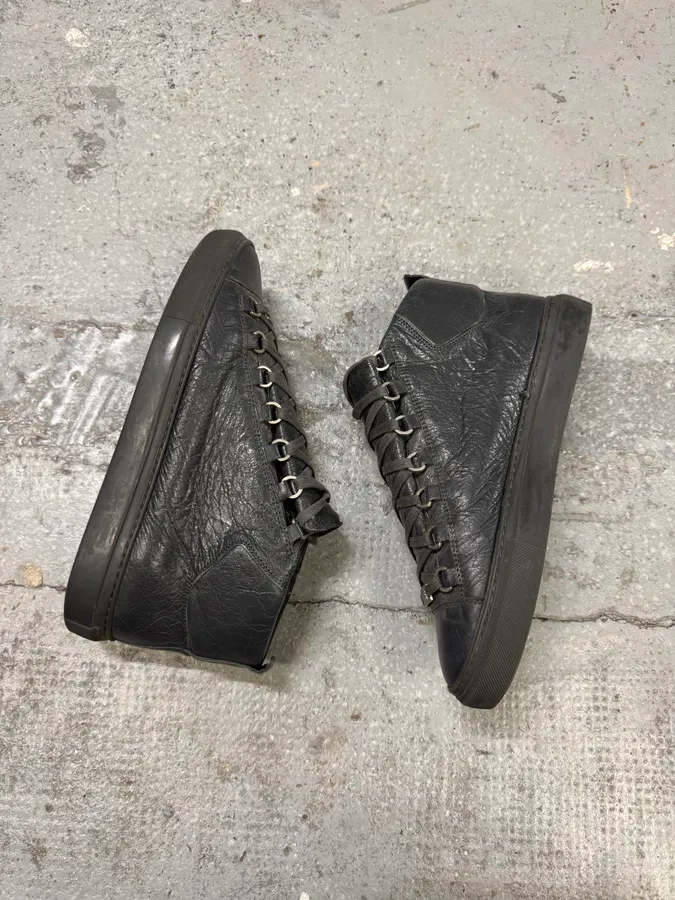 Balenciaga Arena Grey High Leather Sneakers - Image 7