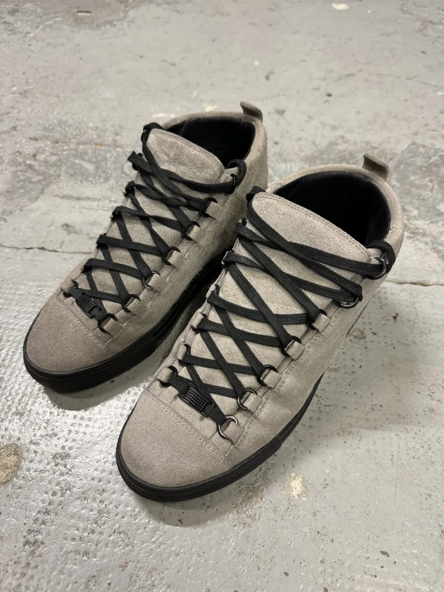 Balenciaga Arena Grey High Suede Leather Sneakers - Image 2