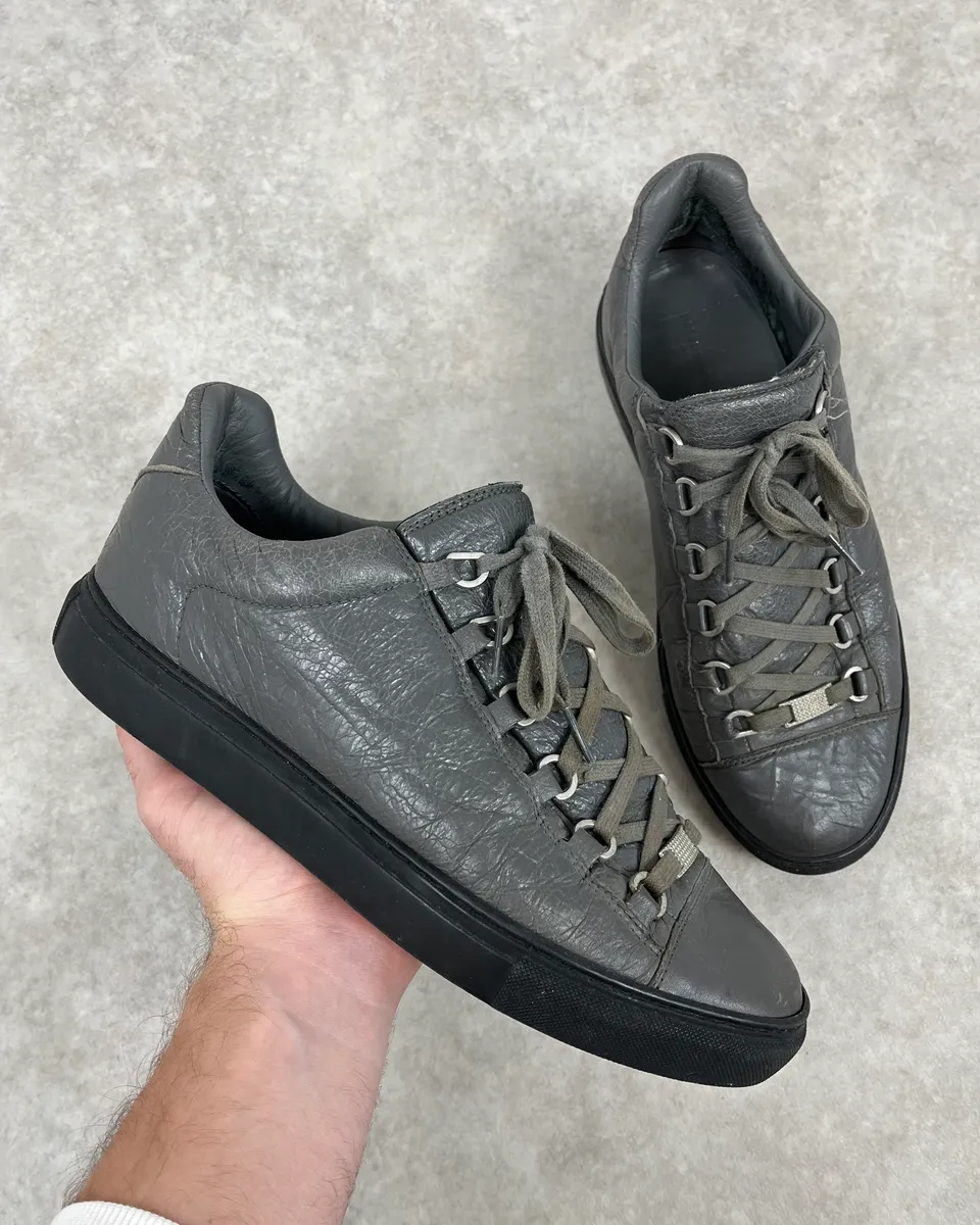 Balenciaga Arena Grey Low Leather Sneakers