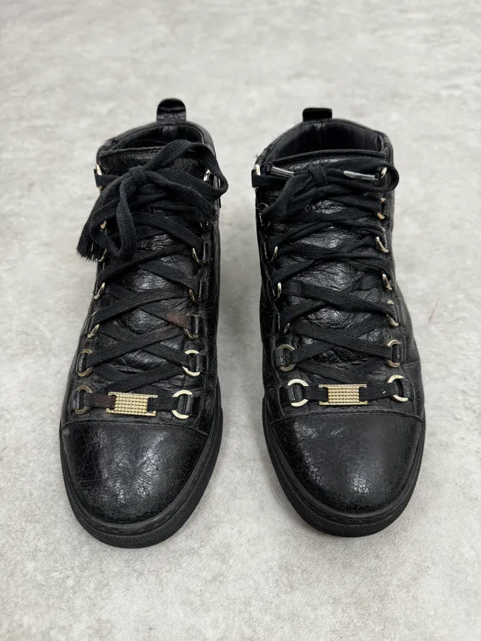 Balenciaga Arena High Black Leather Sneakers - Image 2