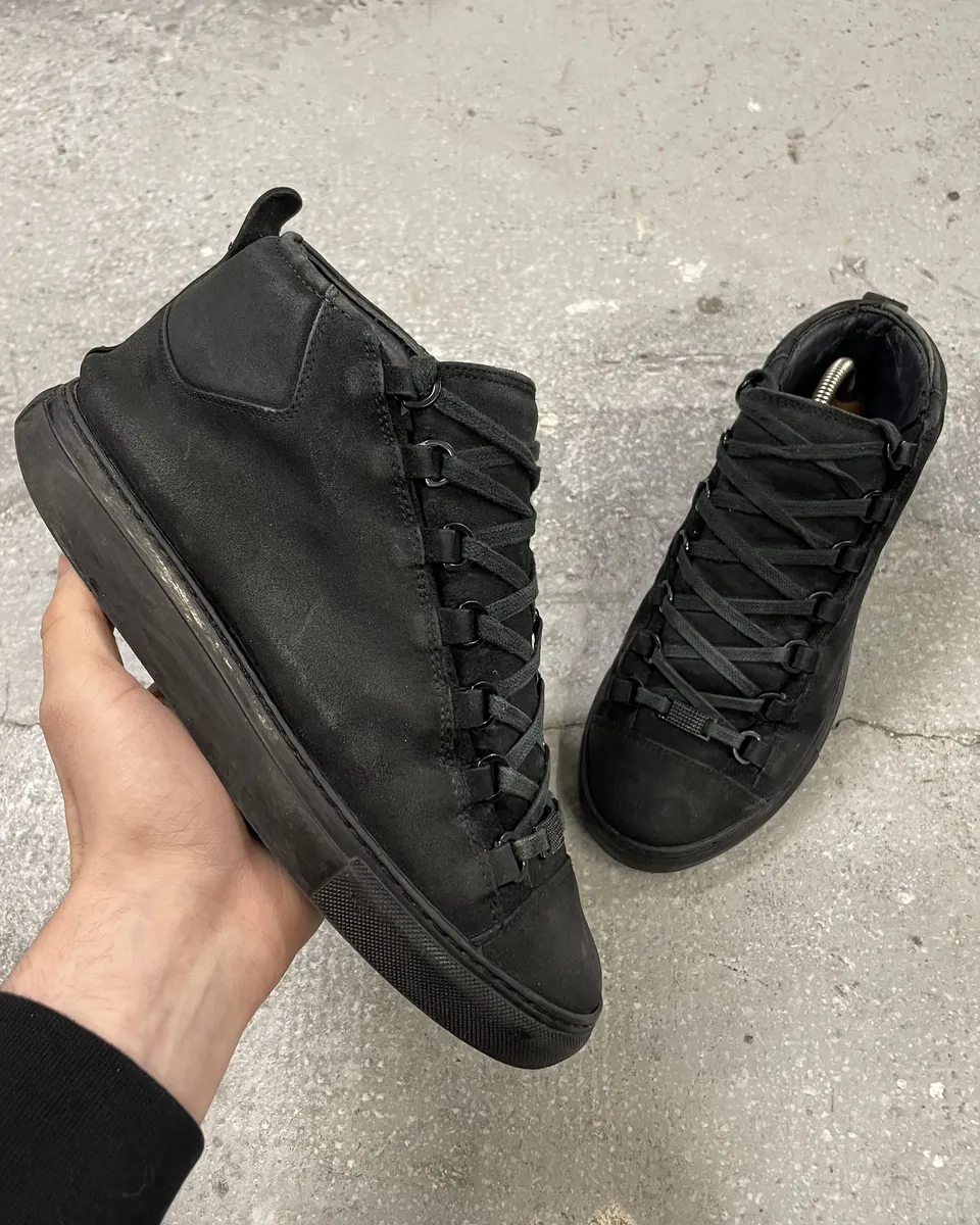 Balenciaga Arena High Black Suede Leather Sneakers