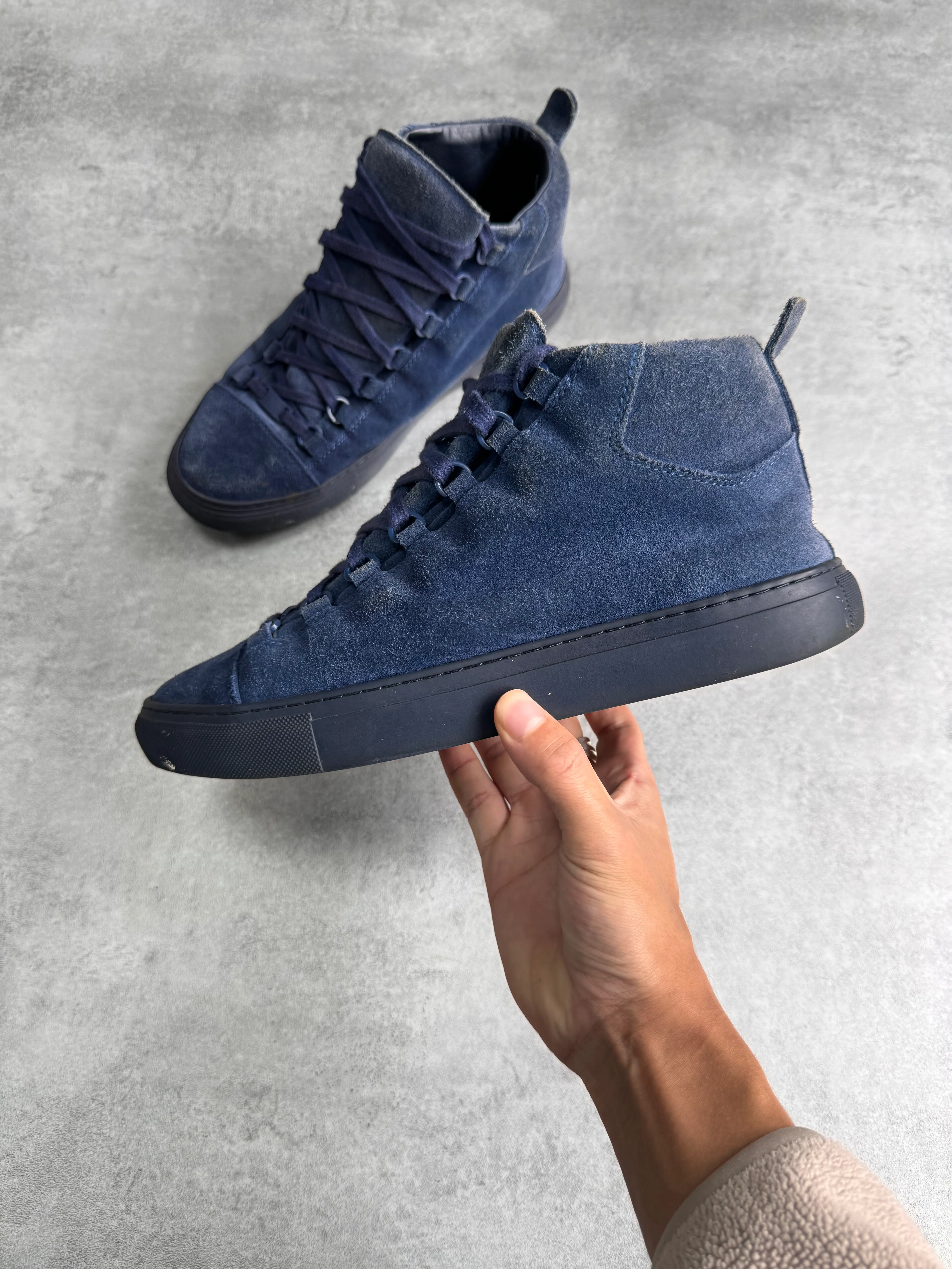 Balenciaga Arena High Blue Suede Leather Sneakers - Image 4