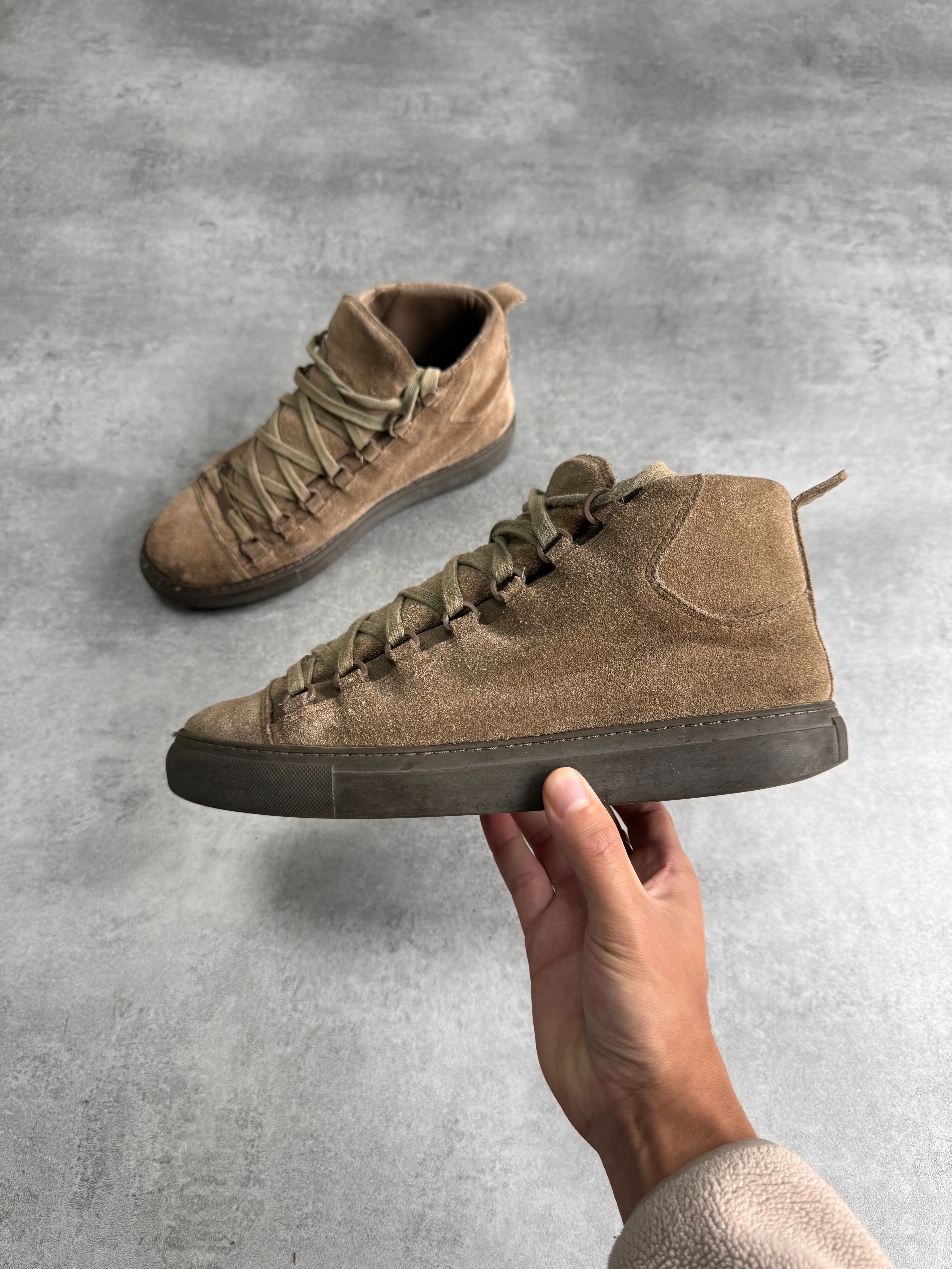 Balenciaga Arena High Brown Suede Leather Sneakers - Image 3