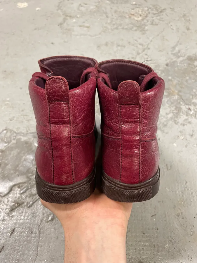 Balenciaga Arena High Burgundy Leather Shoes - Image 7