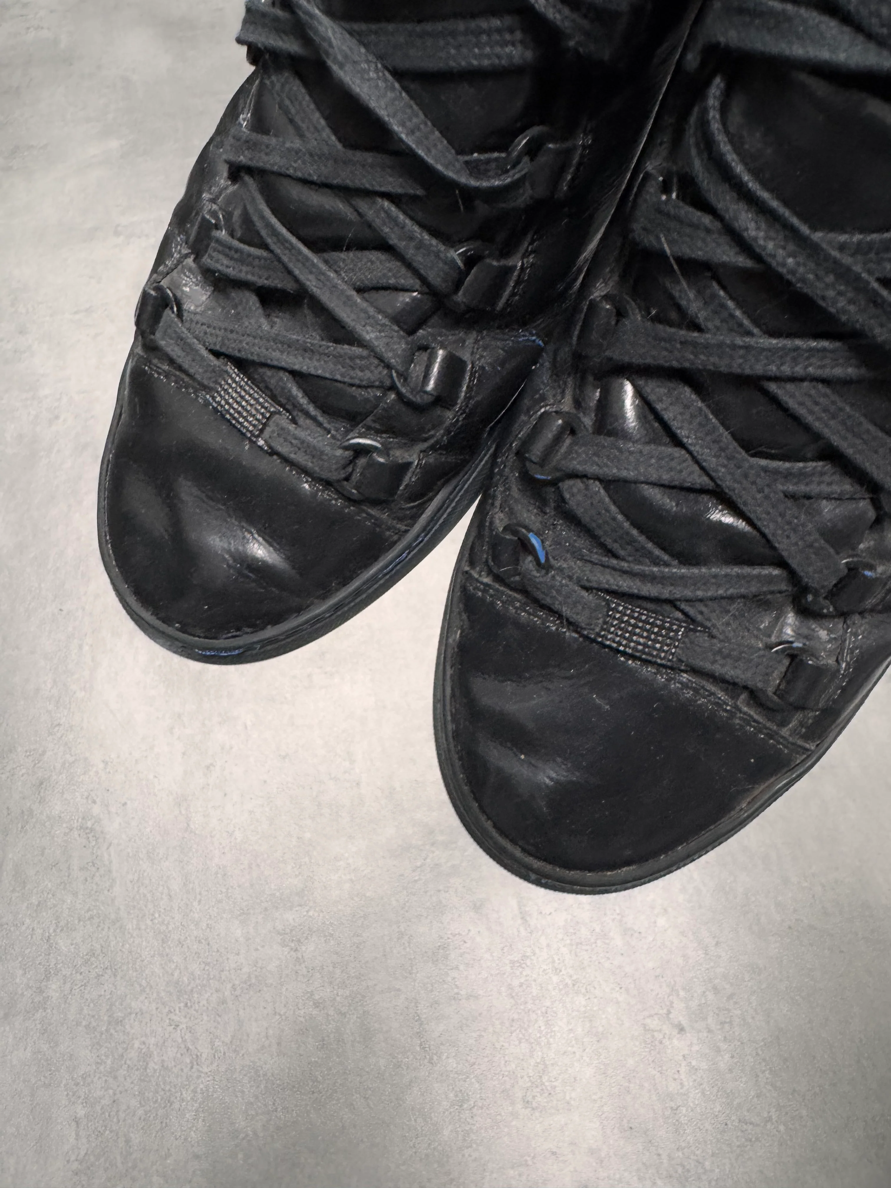 Balenciaga Arena High Hybrid Varnished Double Black Suede Leather Sneakers - Image 9