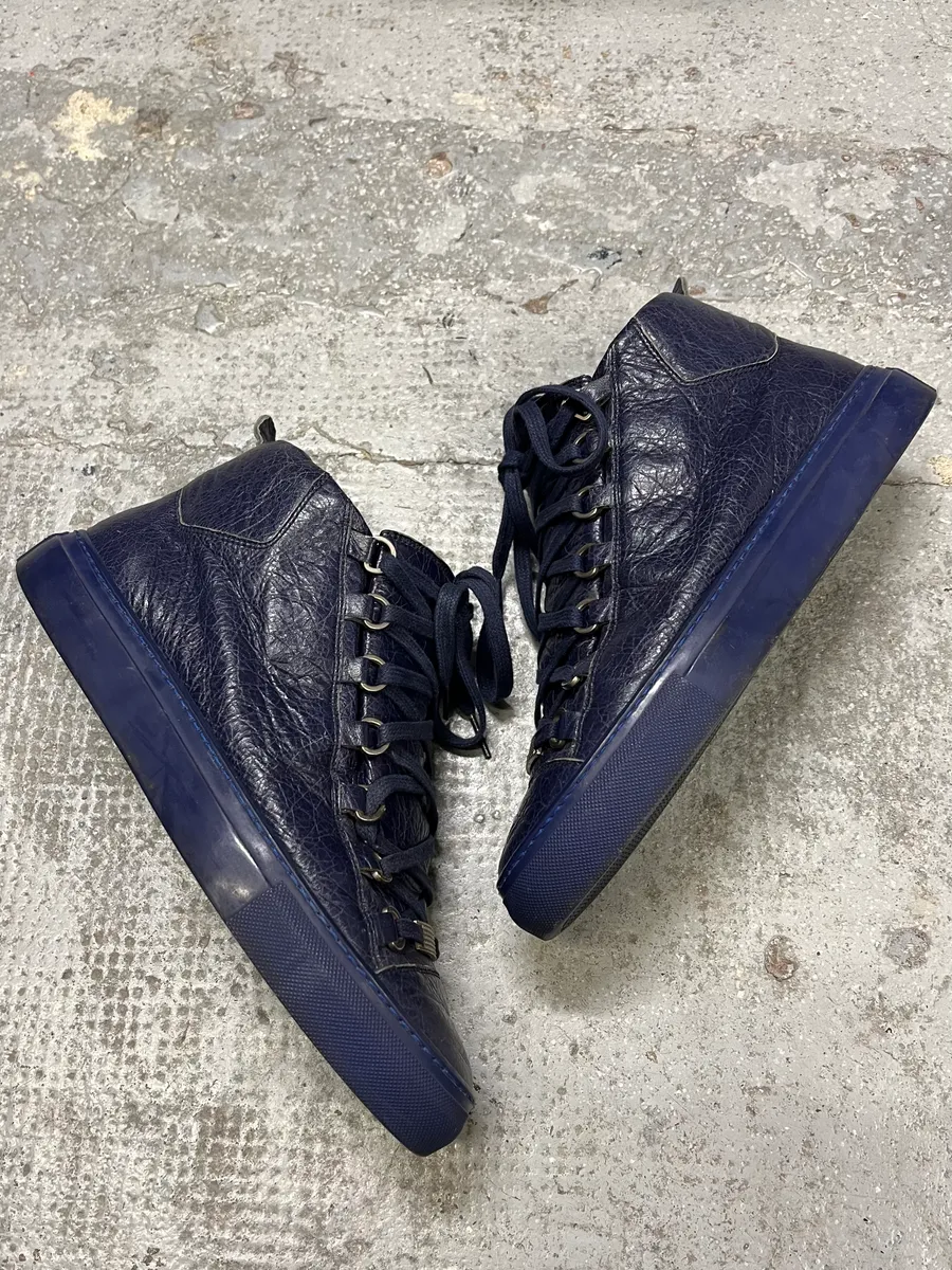 Balenciaga Arena High Navy Leather Sneakers - Image 2