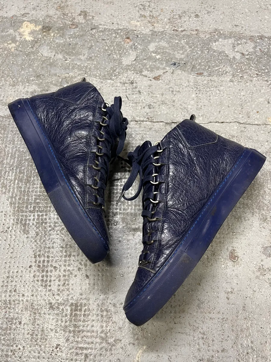 Balenciaga Arena High Navy Leather Sneakers - Image 3