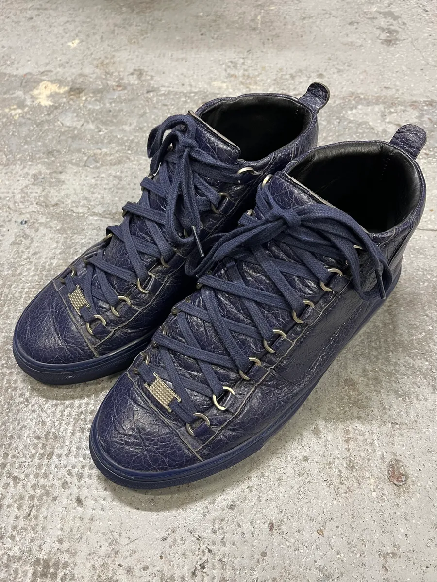 Balenciaga Arena High Navy Leather Sneakers - Image 4
