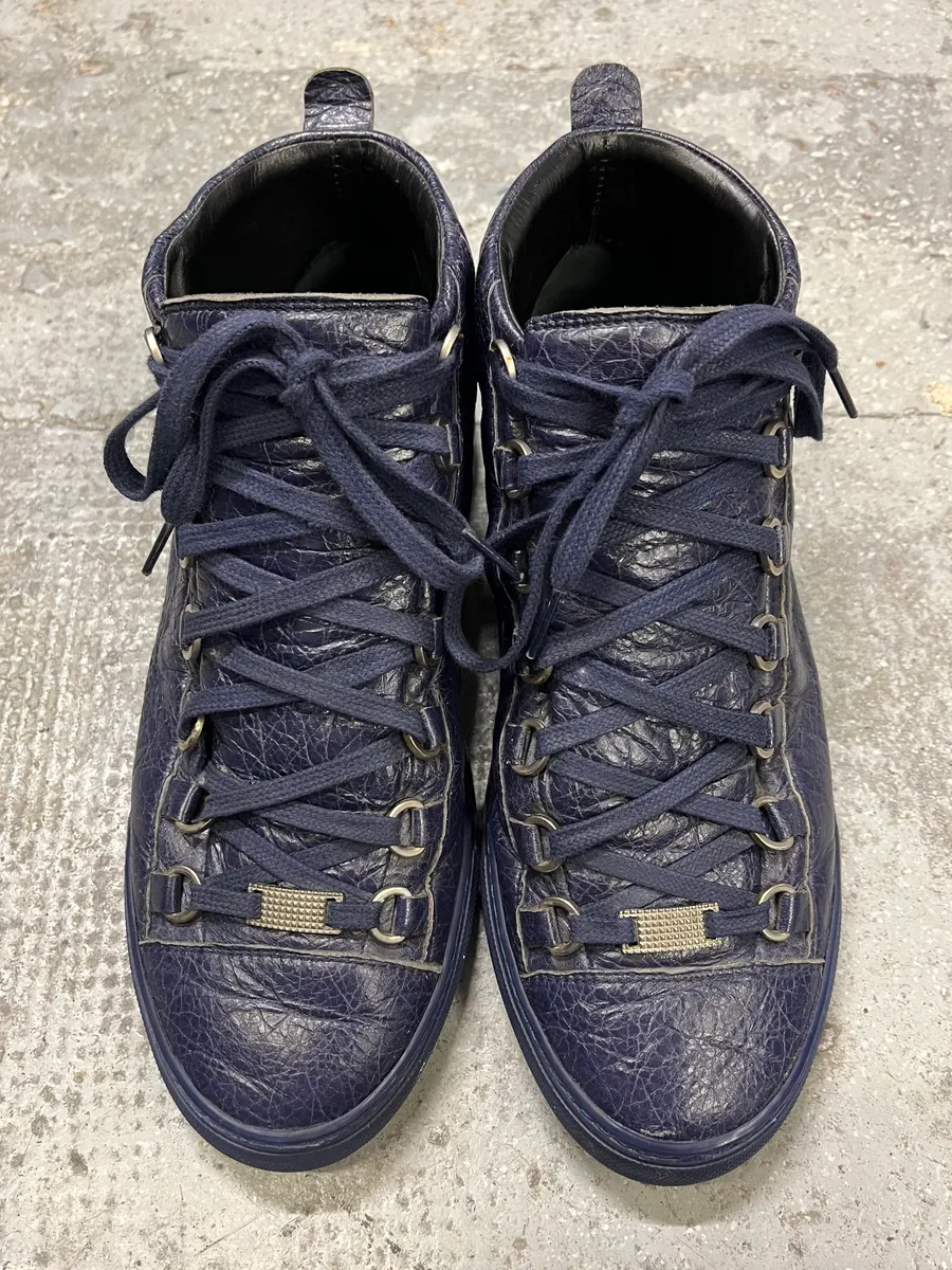 Balenciaga Arena High Navy Leather Sneakers - Image 5