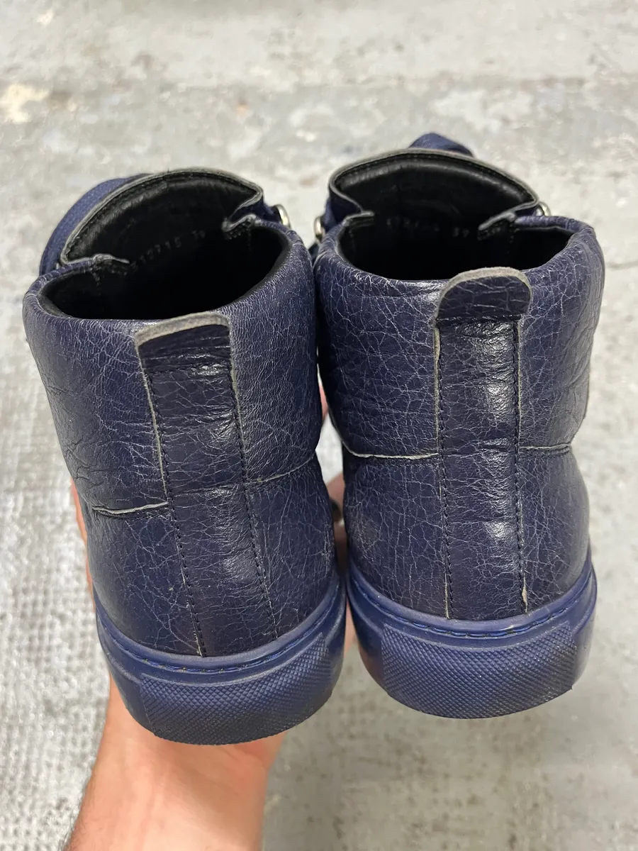 Balenciaga Arena High Navy Leather Sneakers - Image 6