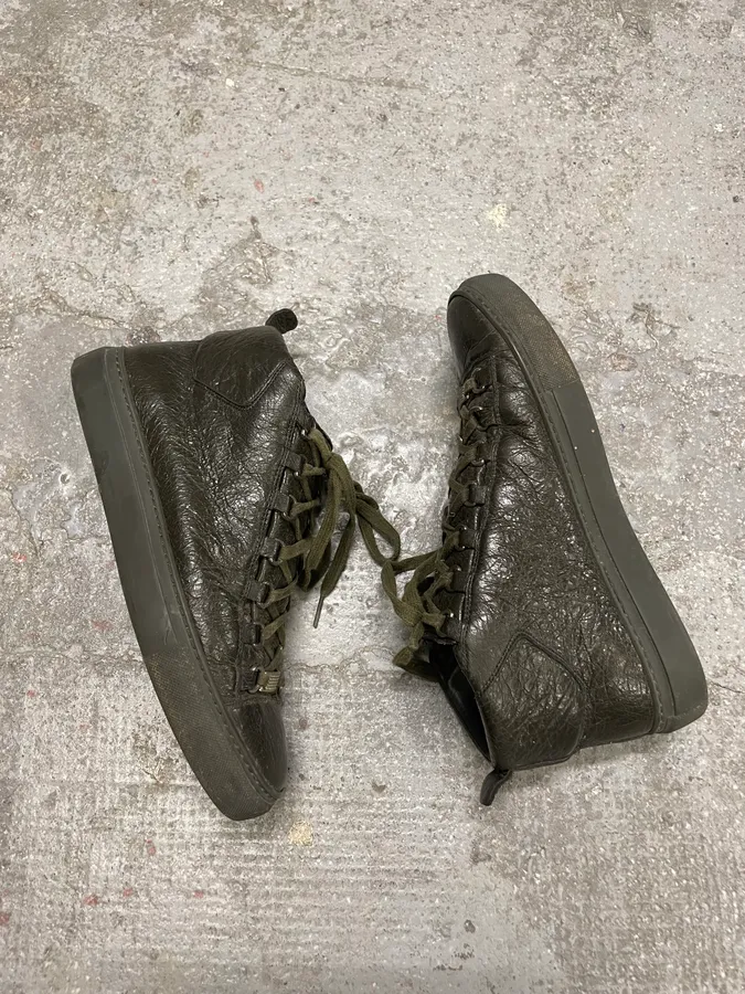 Balenciaga Arena High Olive Leather Shoes - Image 6