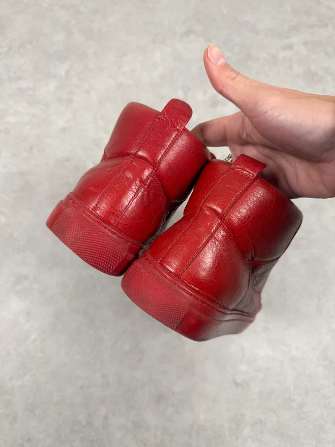 Balenciaga Arena High Red Leather Sneakers - Image 5