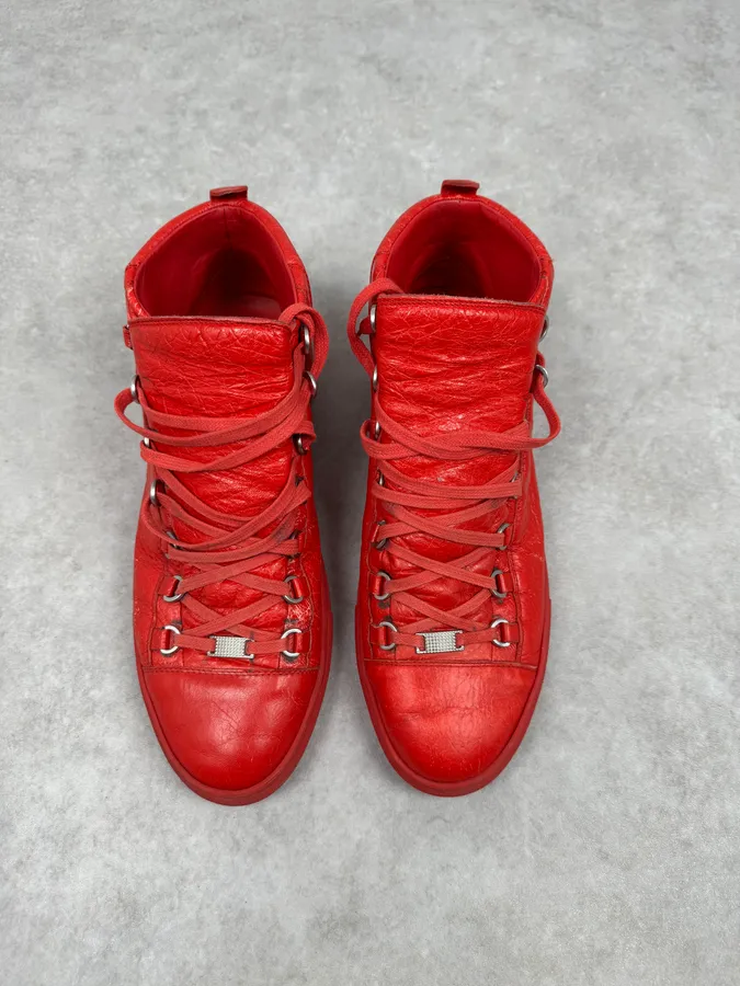 Balenciaga Arena High Red Leather Sneakers - Image 2
