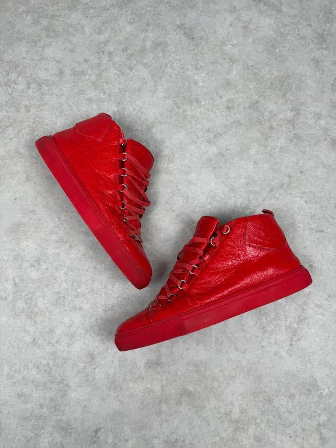 Balenciaga Arena High Red Leather Sneakers - Image 5