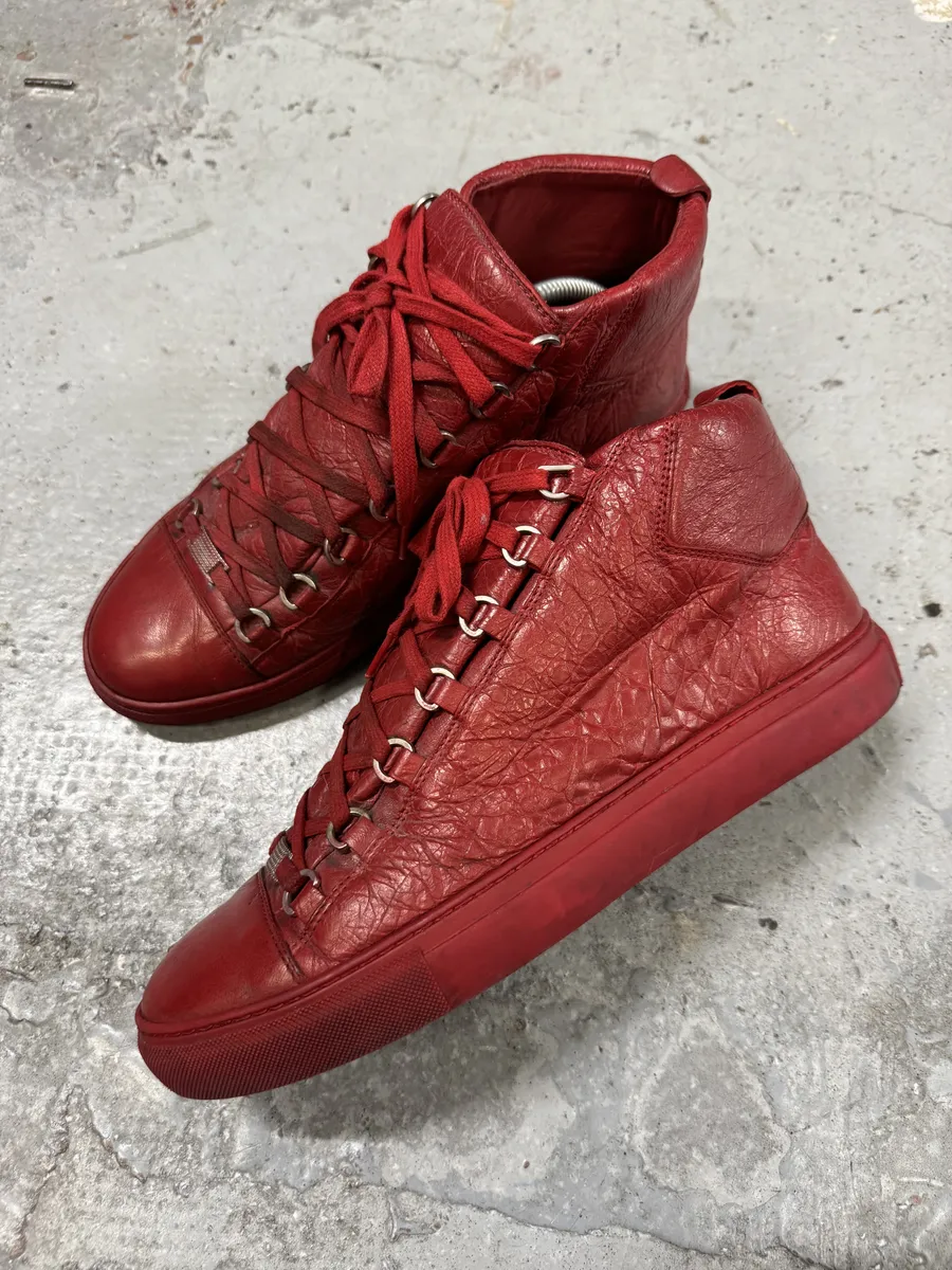 Balenciaga Arena High Red Leather Sneakers - Image 2
