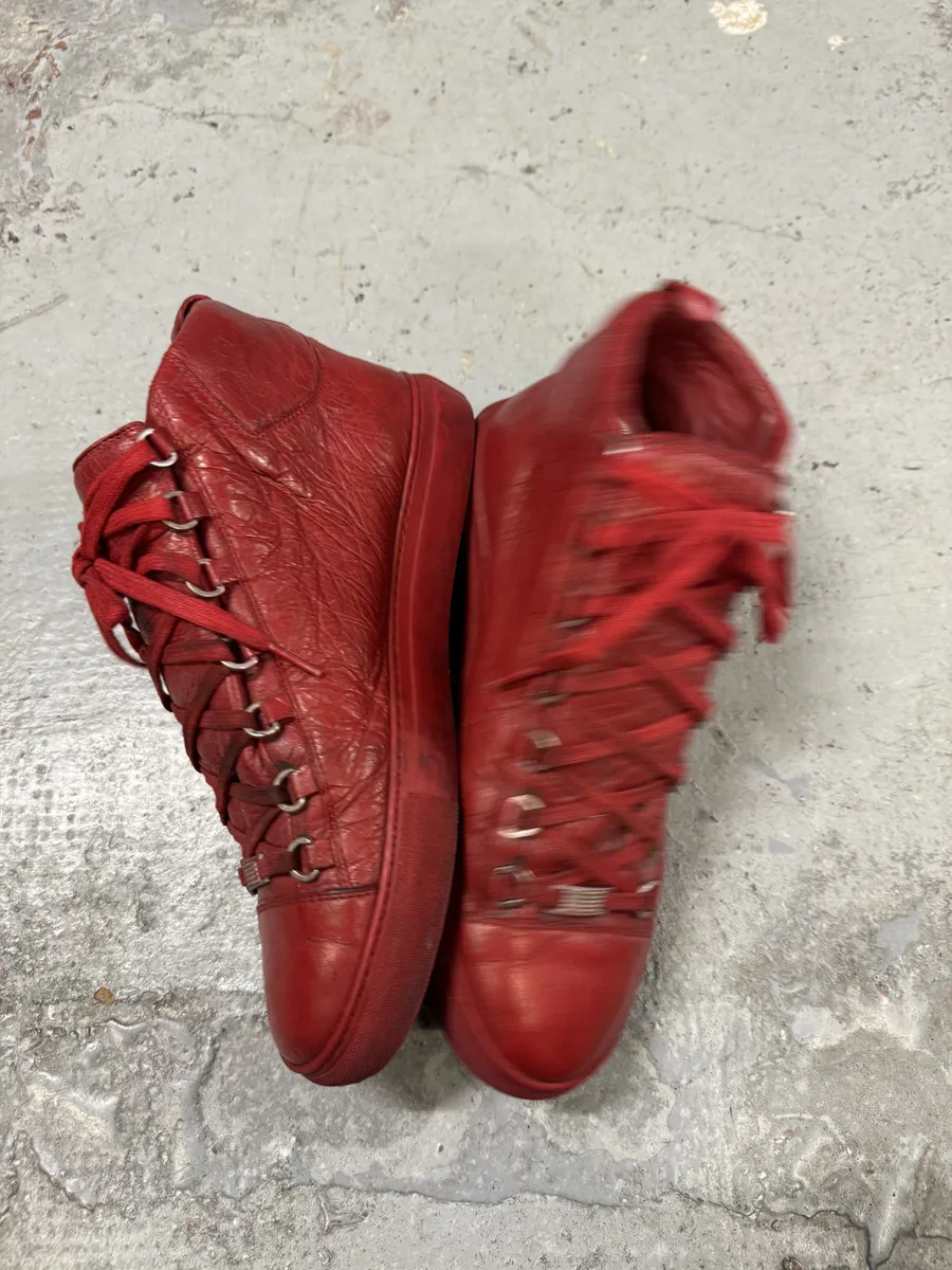 Balenciaga Arena High Red Leather Sneakers - Image 9