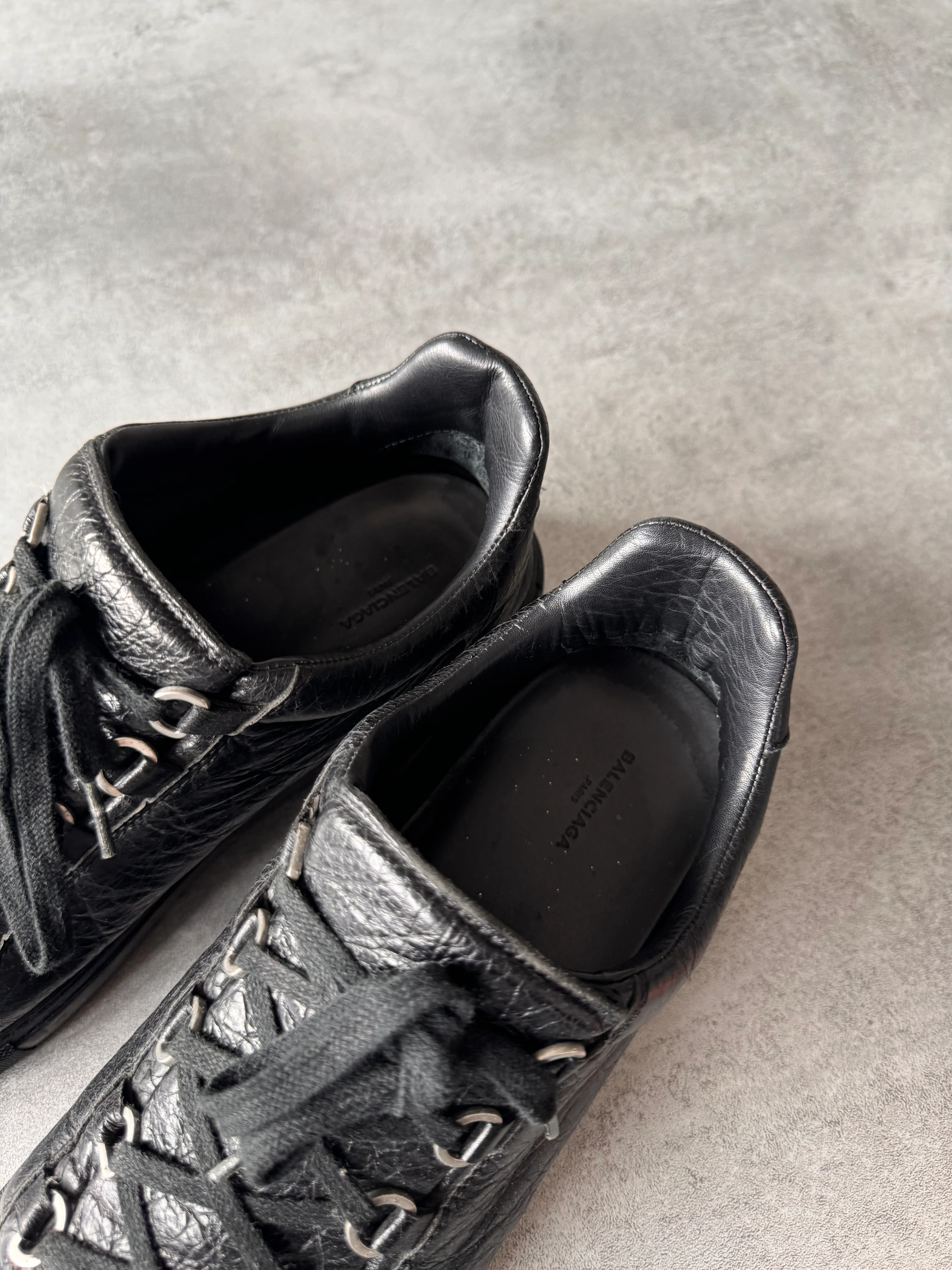 Balenciaga Arena Low Black Cracked Leather Sneakers - Image 7