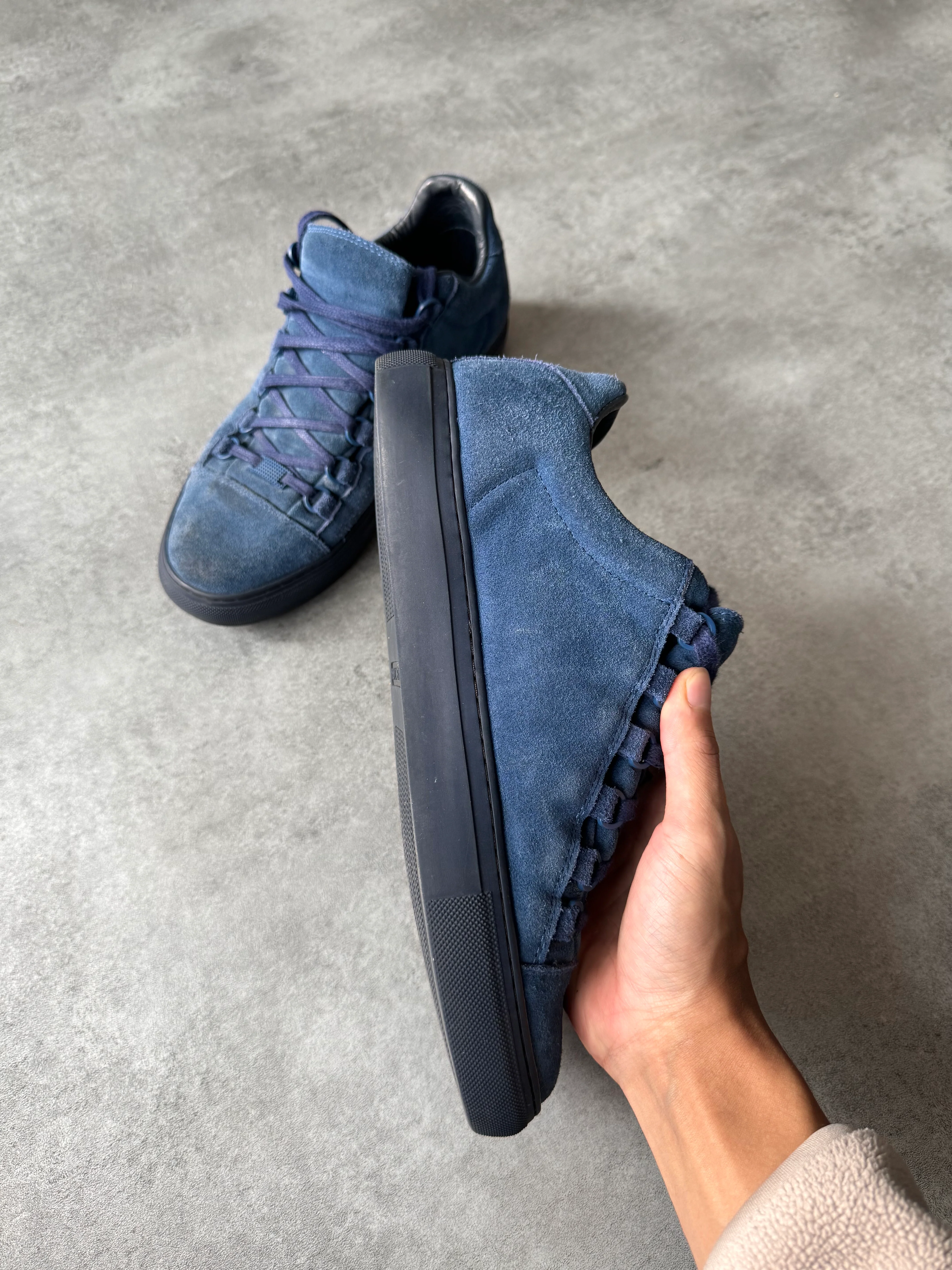 Balenciaga Arena Low Blue Suede Leather Sneakers - Image 8