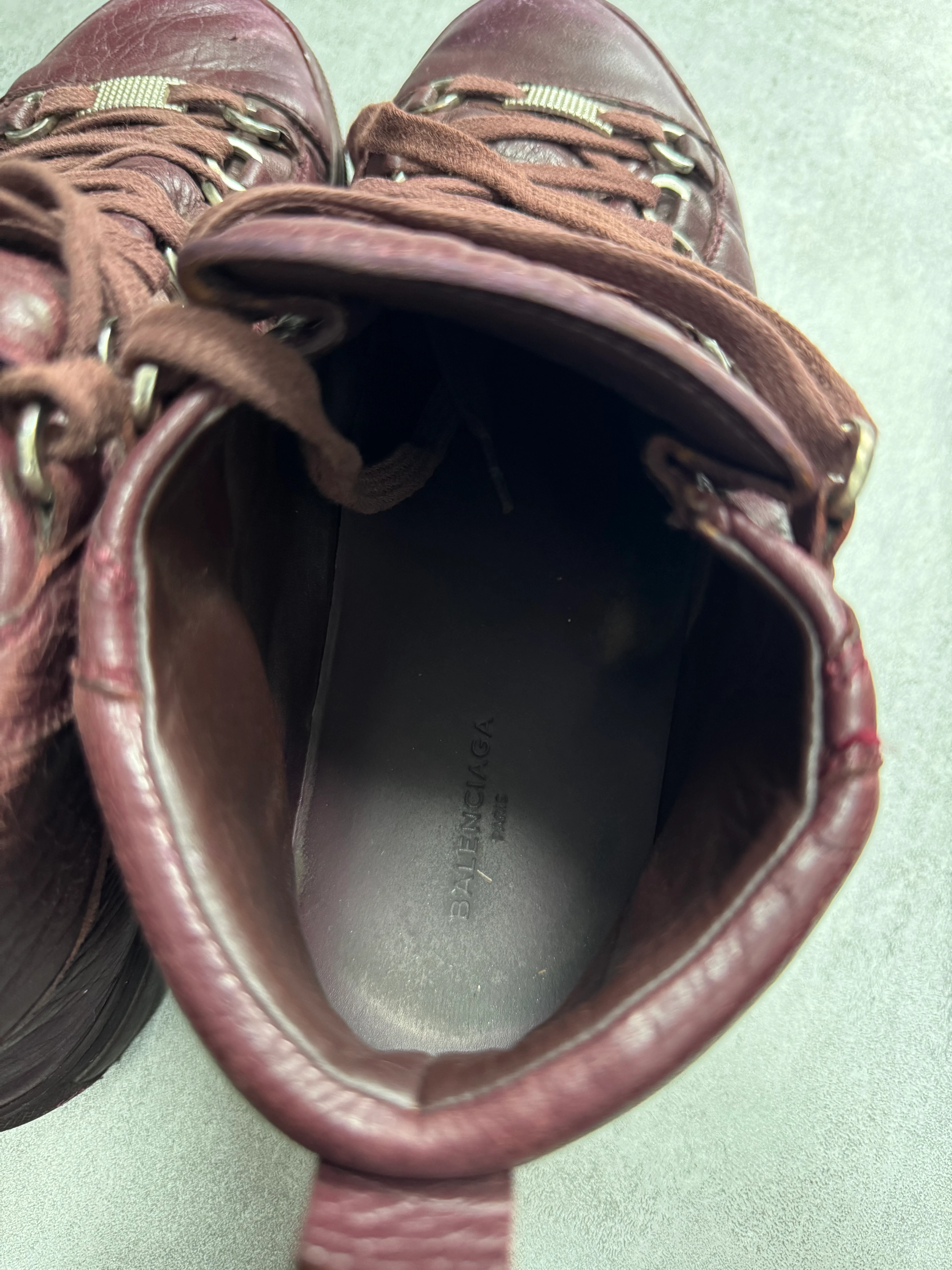 Balenciaga Arena High Bordeaux Craked Leather Sneakers - Image 8