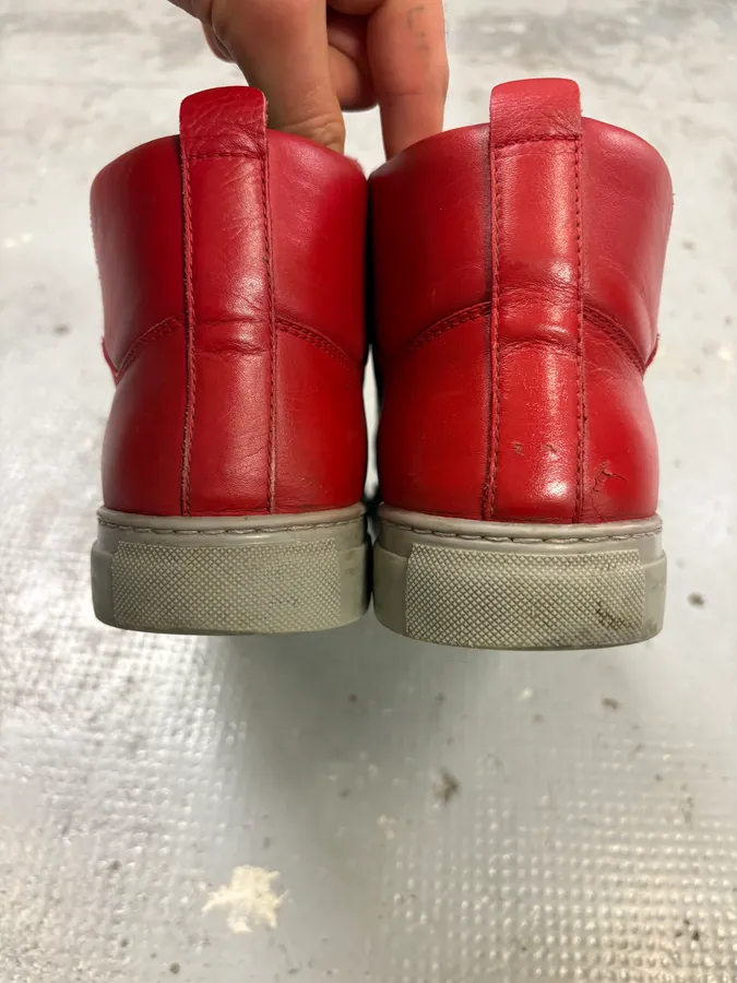 Balenciaga Arena Red & Grey High Top Sneakers - Image 7